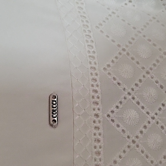 NWT Colcci Jeanswear Cream Embroidered HI/LOW Spagetti Strap Dress Womens Size L - Picture 4 of 16